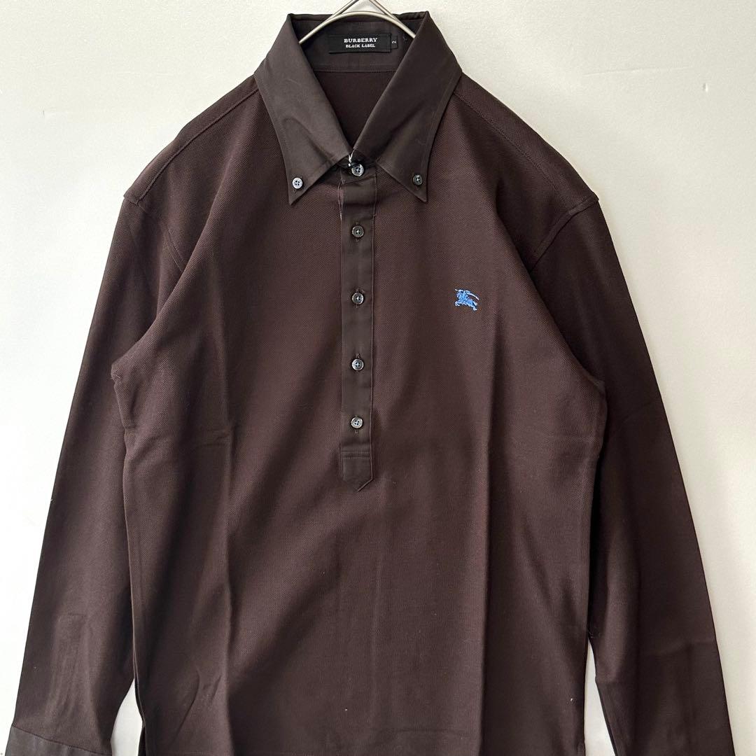 【未使用品】BURBERRY BLACK LABELコットンブラウン ポロシャツ