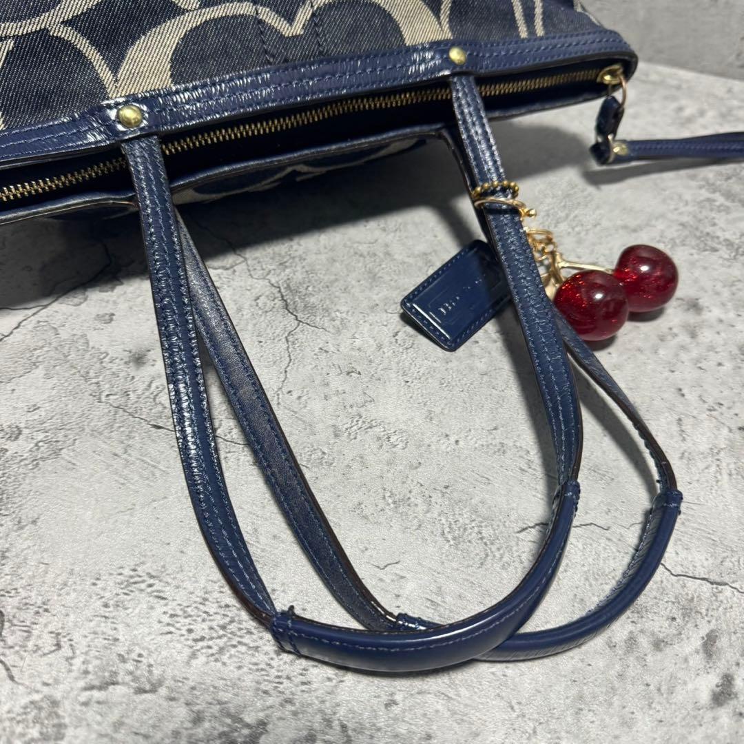 バッグ Coach Denim Signature Tote Bag
