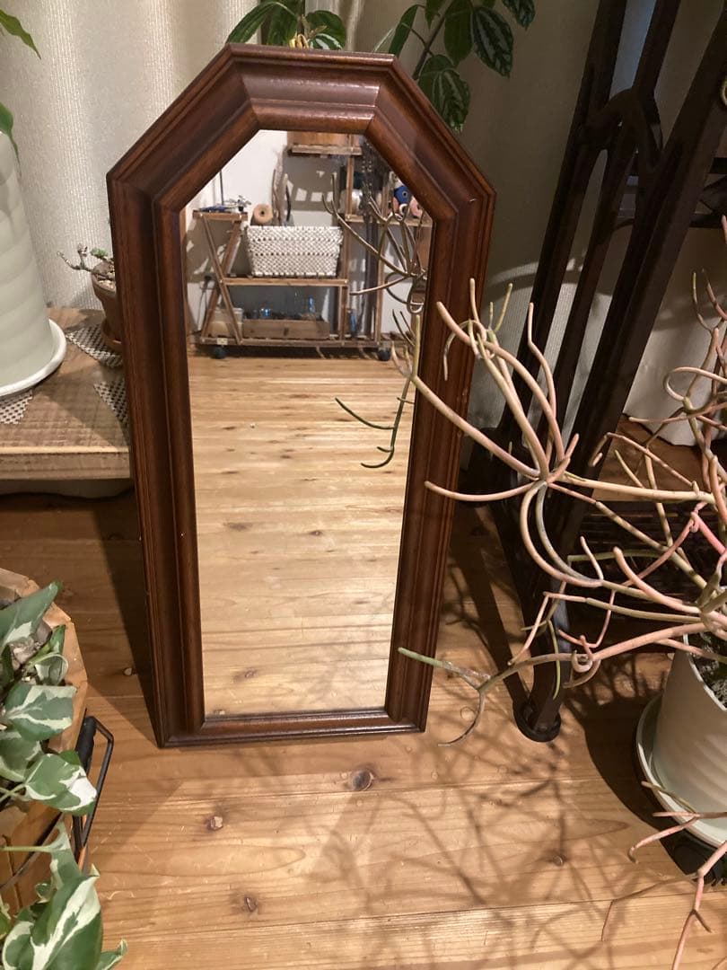 昭和レトロ　木枠姿見　鏡　壁掛け