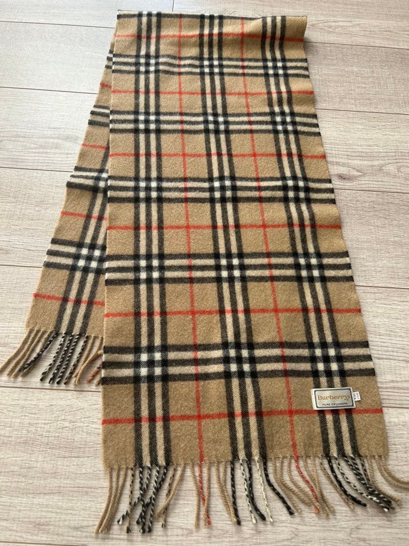 バーバリー ノバチェック カシミヤ100%マフラー ベージュ 三陽商会
