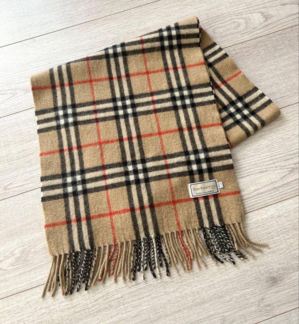バーバリー ノバチェック カシミヤ100%マフラー ベージュ 三陽商会