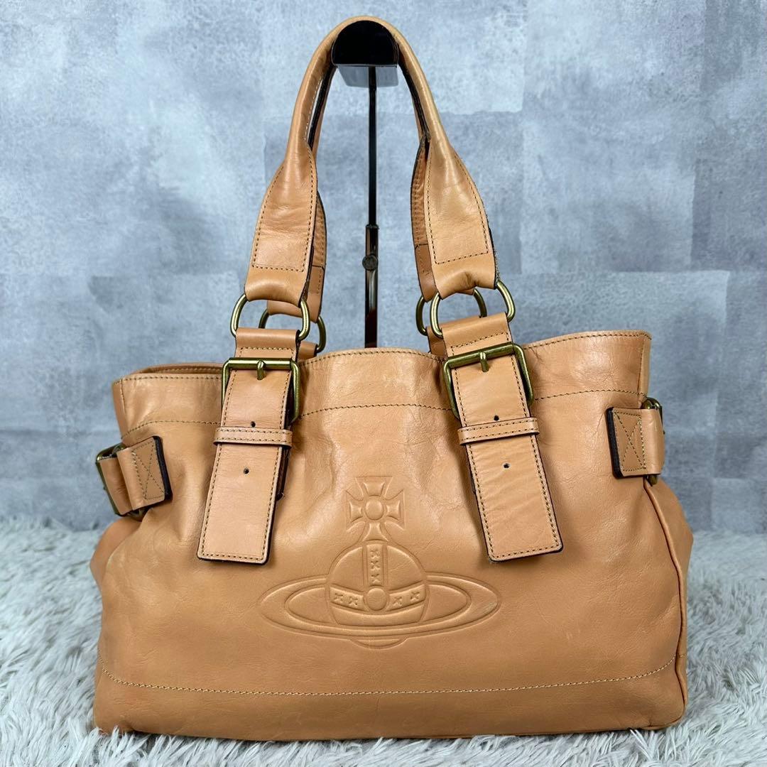 美品 ヴィヴィアンウエストウッド レザー トートバッグ オーブ エンボス
