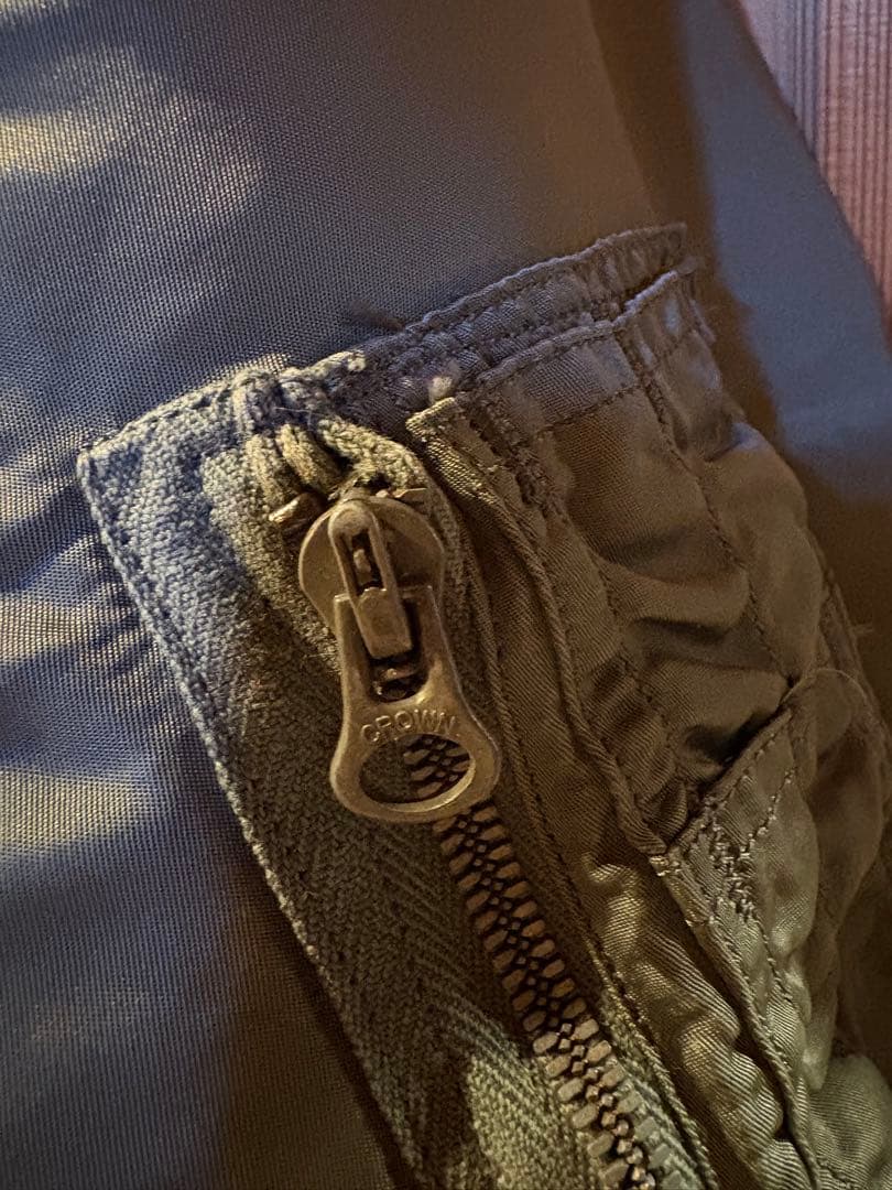 実物 MA-1 XL ビンテージ　Dタイプ クラウンジップ