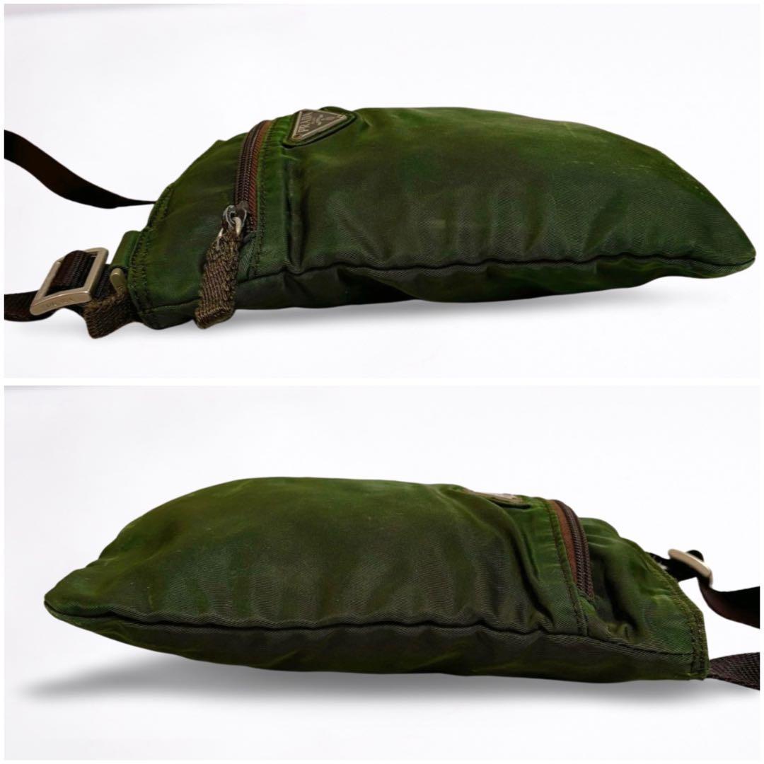 【正規品】PRADA プラダ ミニ ショルダーバッグ 三角ロゴ ナイロン カーキ