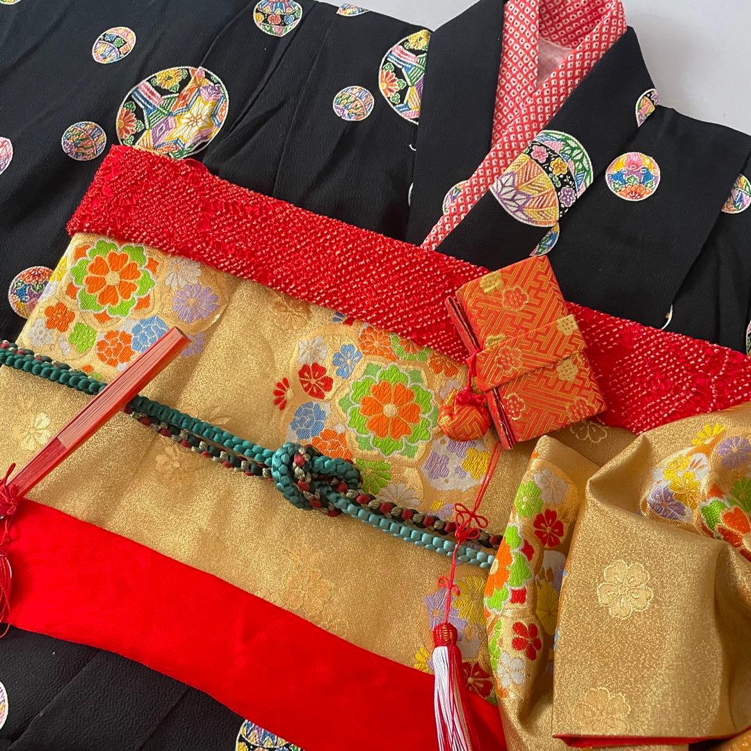 七五三　7歳　お着物セット　ハンドメイド　作り帯