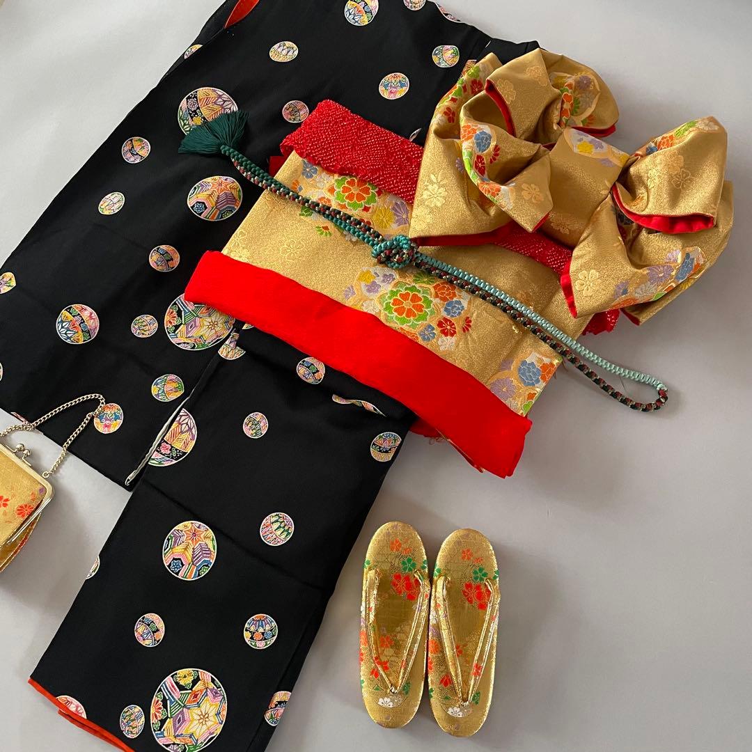 七五三　7歳　お着物セット　ハンドメイド　作り帯