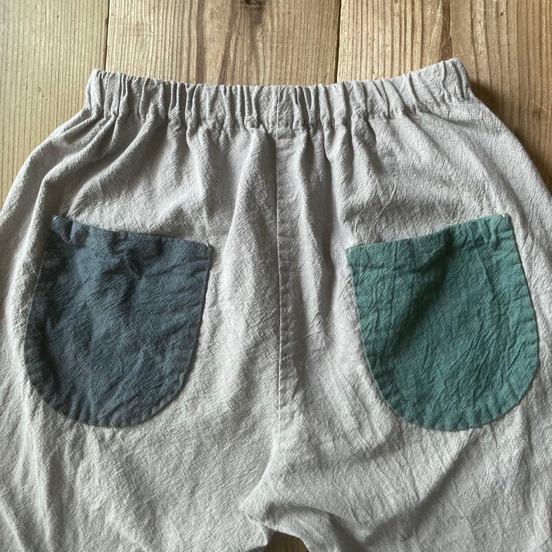 【ちょこたん】コットンリネン シンプルもんぺ グレー うなぎの寝床 L寸