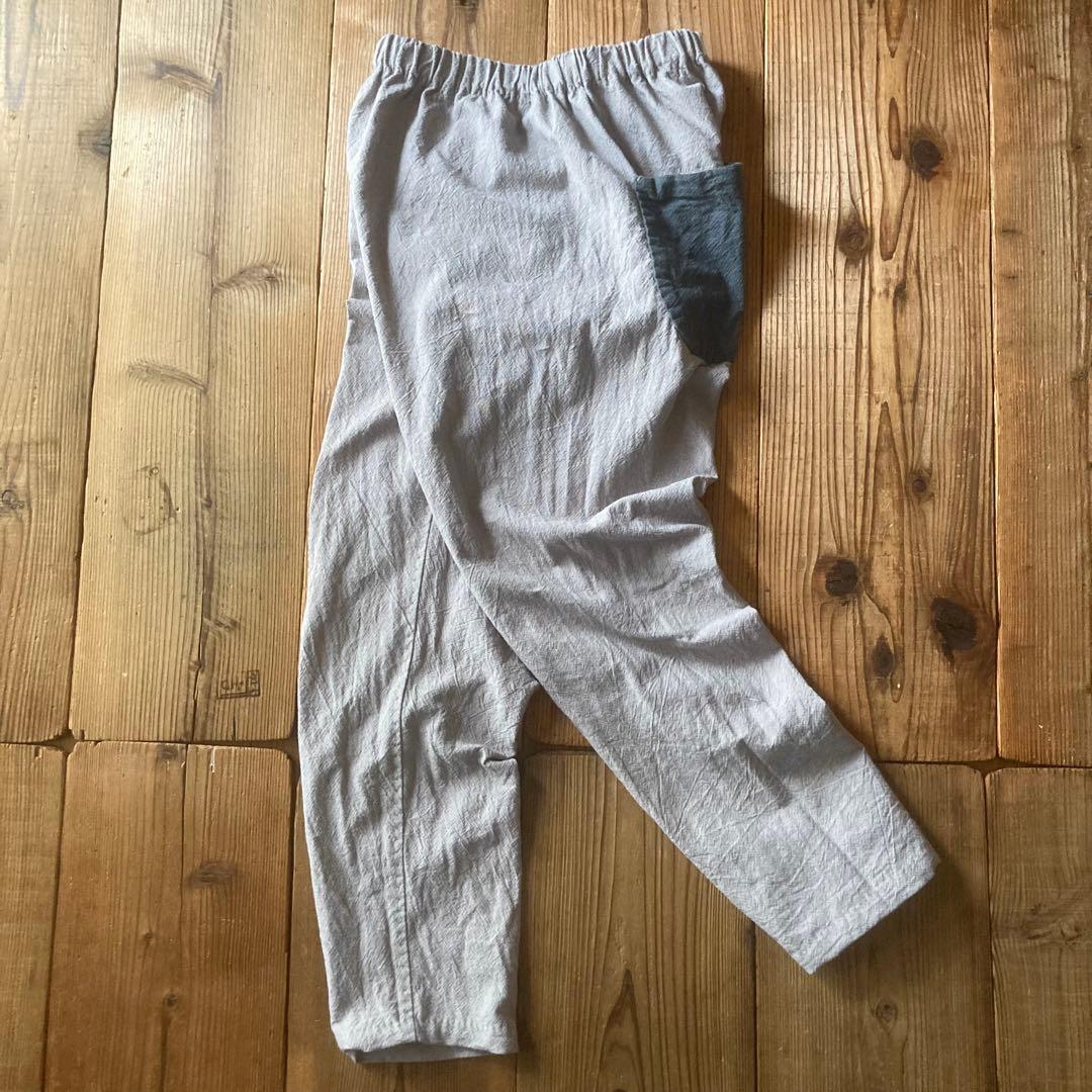 【ちょこたん】コットンリネン シンプルもんぺ グレー うなぎの寝床 L寸