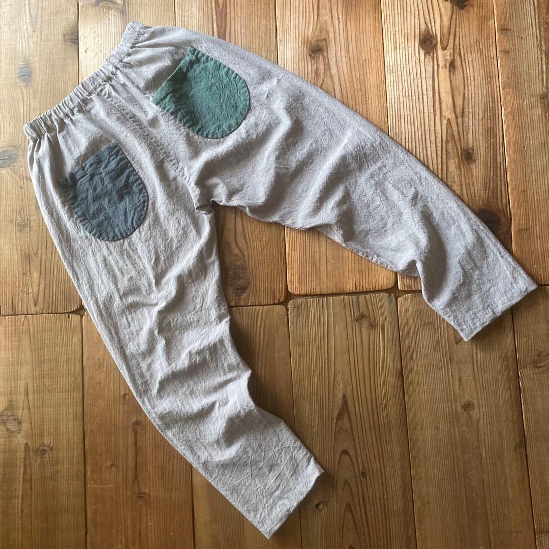 【ちょこたん】コットンリネン シンプルもんぺ グレー うなぎの寝床 L寸