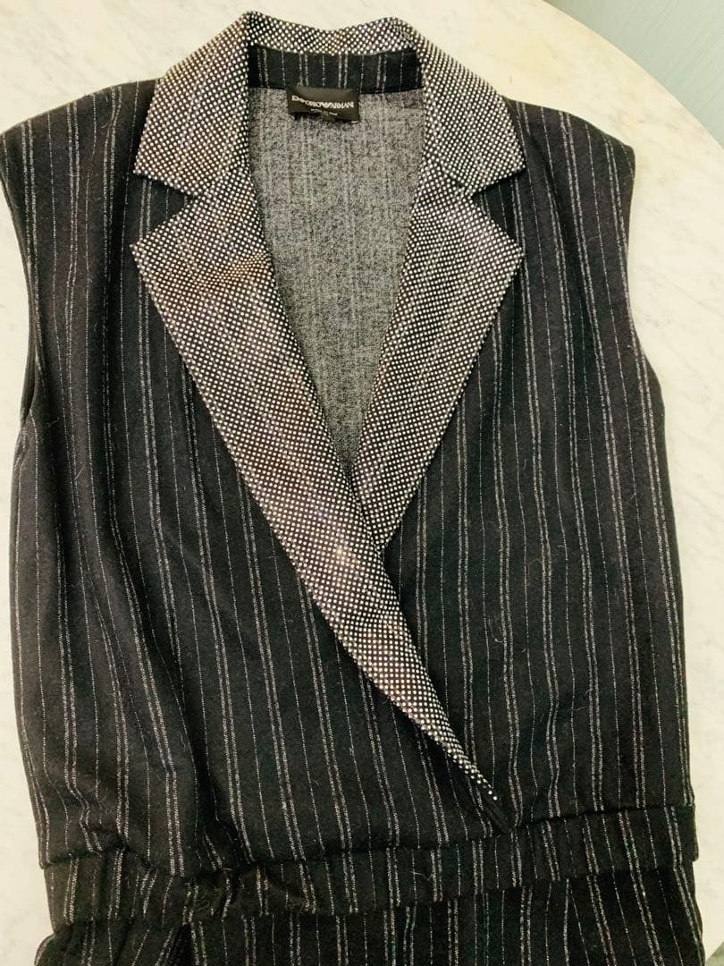 【美品】EMPORIO ARMANI ストライプオールインワン 40