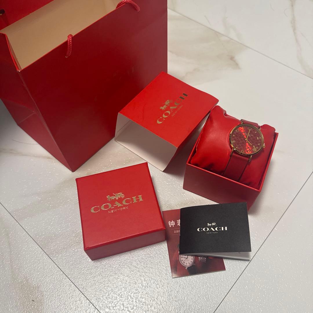 コーチ 腕時計 レディース レッド クオーツ アナログ