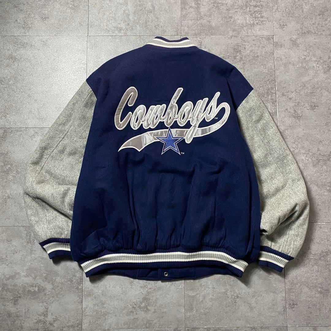 90's NFL ダラス・カウボーイズ　バックロゴ　ウール　中綿　スタジャン