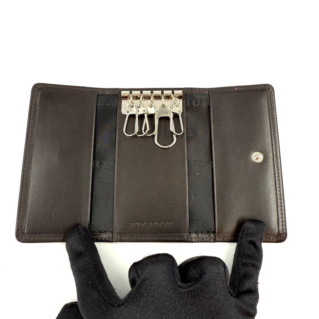 【未使用・美品】Burberry バーバリー　キーケースチェック柄 キャンバス地