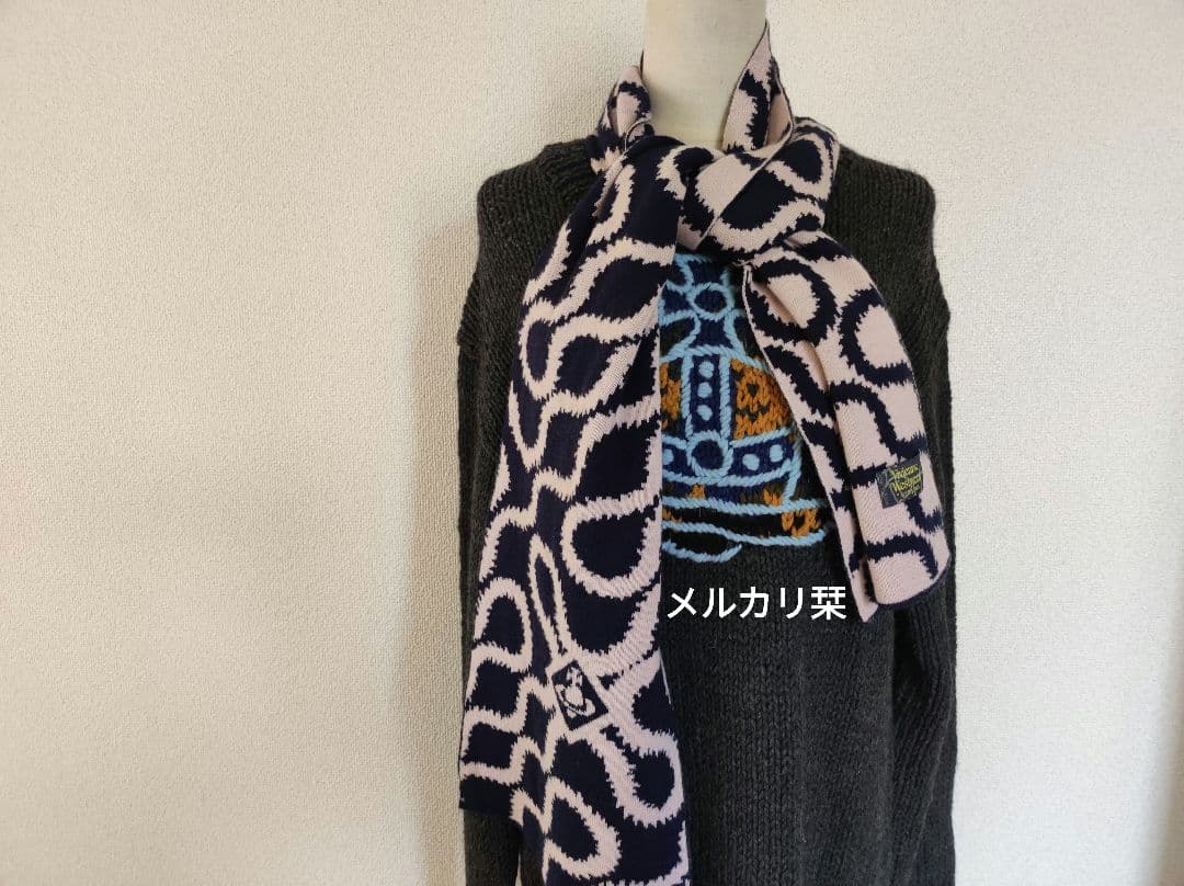 ヴィヴィアンウエストウッド スクイグル リバーシブルマフラー scarf