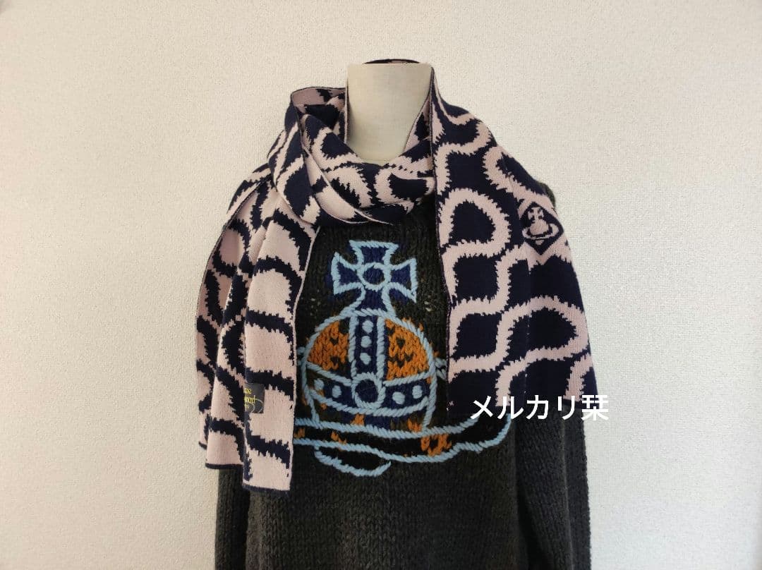 ヴィヴィアンウエストウッド スクイグル リバーシブルマフラー scarf