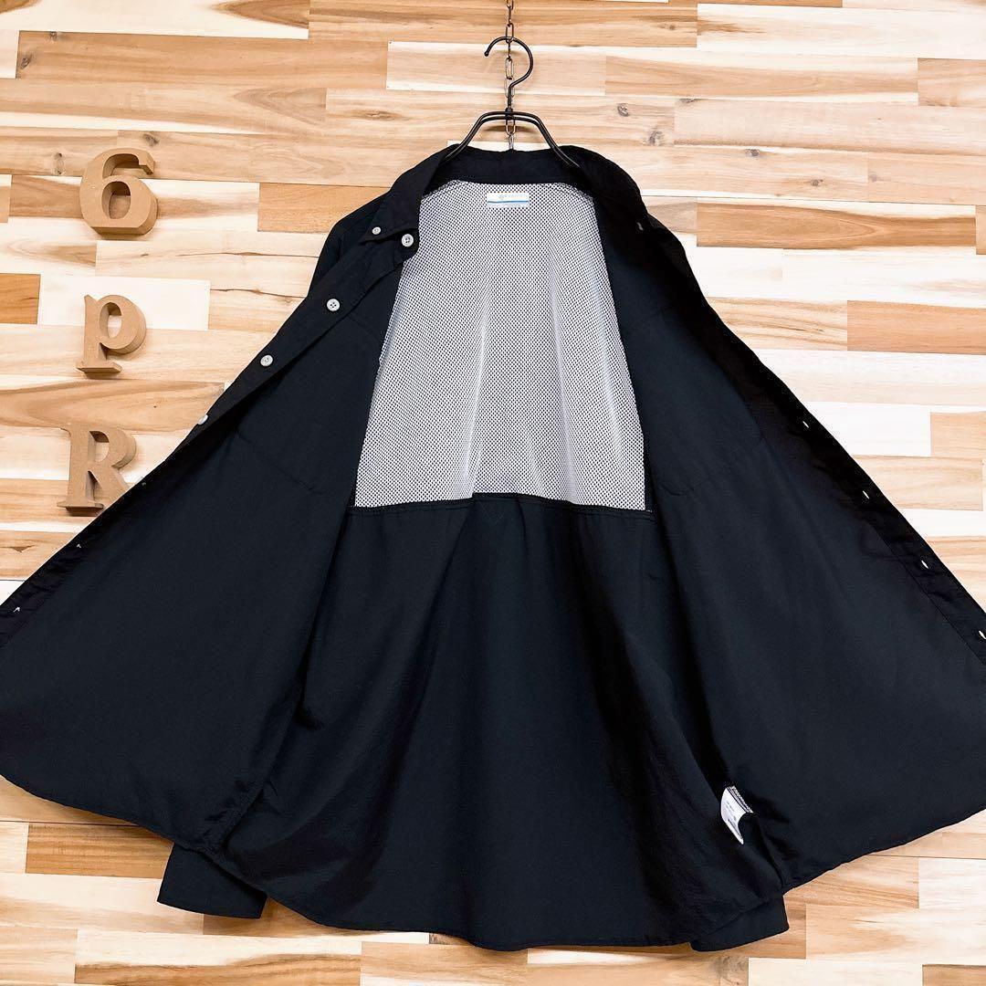 【コロンビア】PFG フィッシング 長袖シャツ 釣り 渓流 海 M 黒×グレー