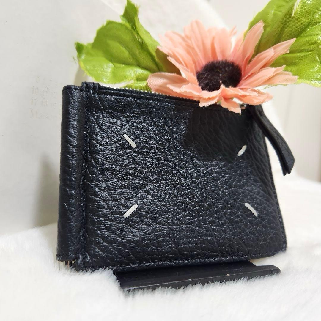 ✨極美品　正規品✨マルジェラ　マネークリップ　二つ折り　ステッチ　カレンダー　黒