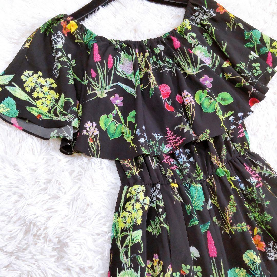 ルルウィルビー スプリングガーデンオールインワン 花柄 黒