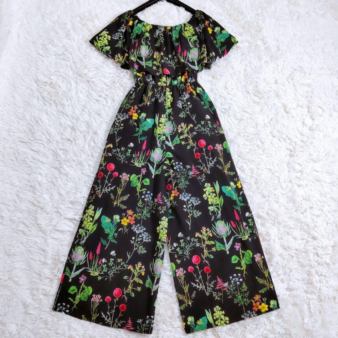 ルルウィルビー スプリングガーデンオールインワン 花柄 黒