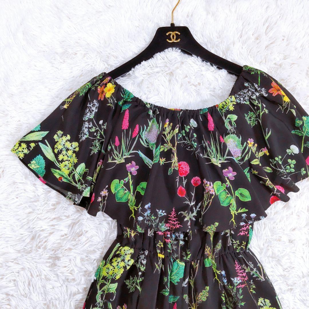 ルルウィルビー スプリングガーデンオールインワン 花柄 黒