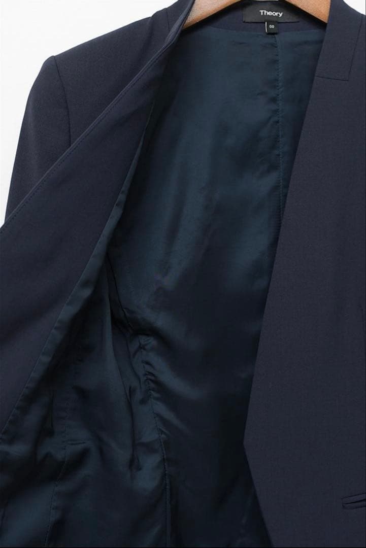 【Theory】セットアップ スーツ ノーカラー 00 ネイビー