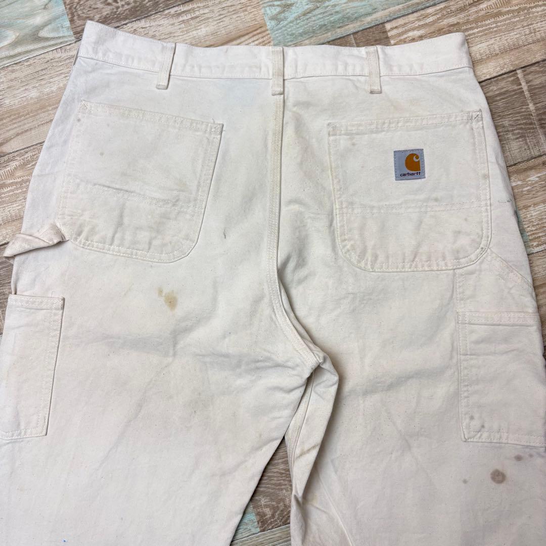 雰囲気抜群 USA製 carhartt ダブルニー ホワイト NAT W38