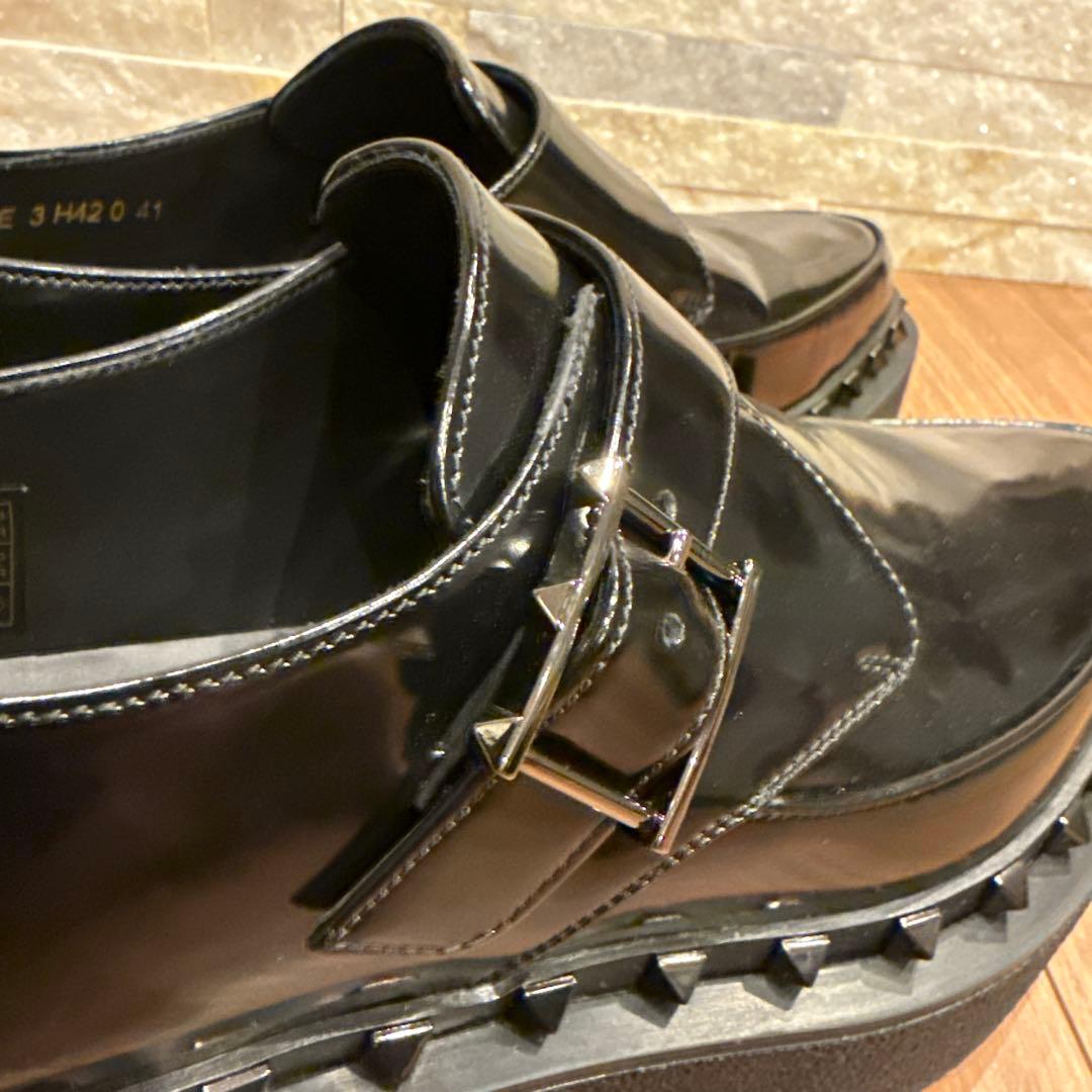 ヴァレンティノ　モンクストラップ　スタッズ　ドレスレザーシューズ　厚底　41