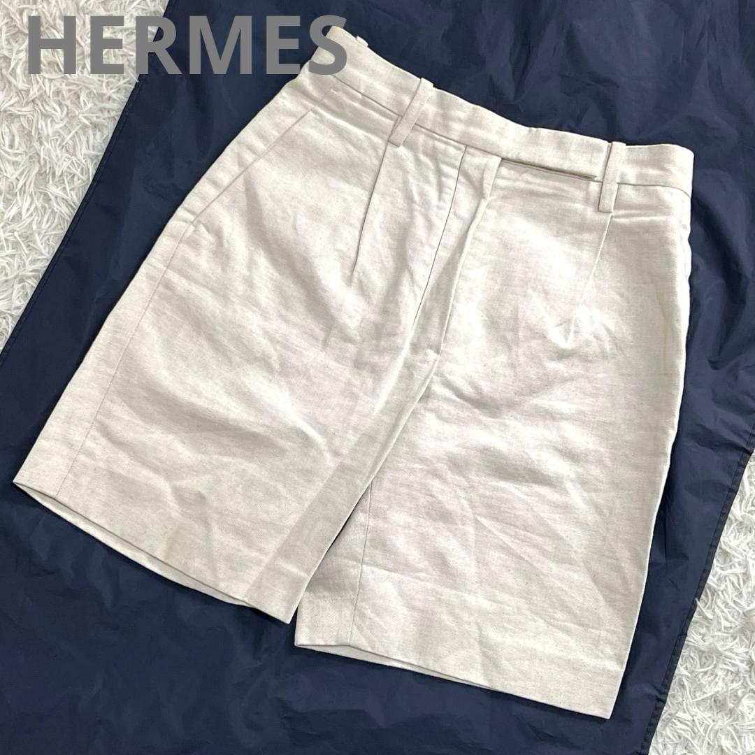 エルメス マルジェラ期 コットン×リネン センタープレス ショートパンツ S相当