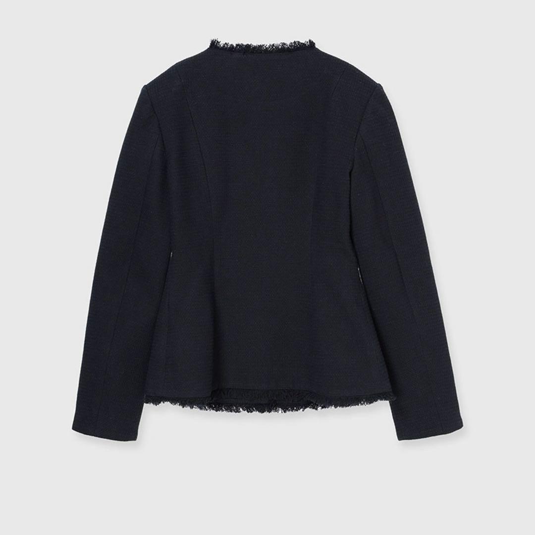 完売　アニュアンス　ツイードノーカラーフォルムジャケット　ネイビー