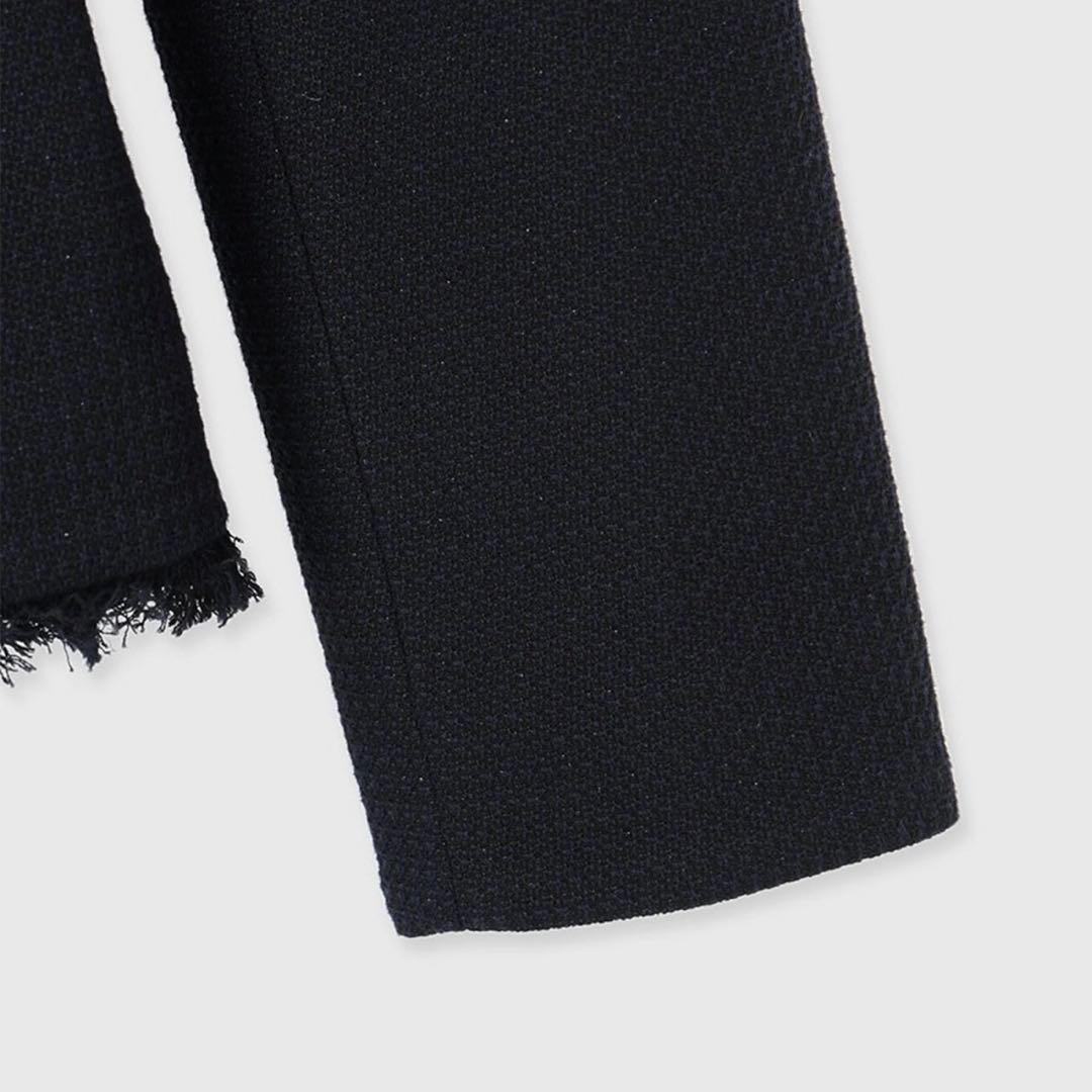 完売　アニュアンス　ツイードノーカラーフォルムジャケット　ネイビー