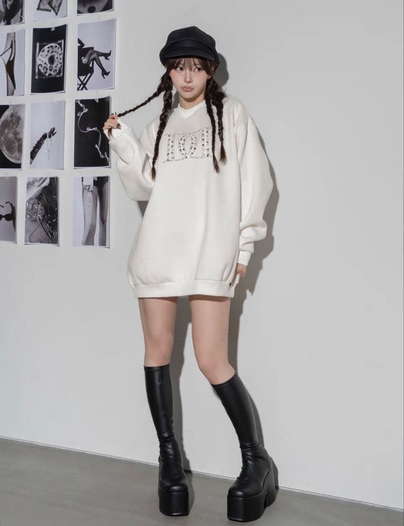 タグ付き DDロゴビジュースウェットプルオーバー ホワイト