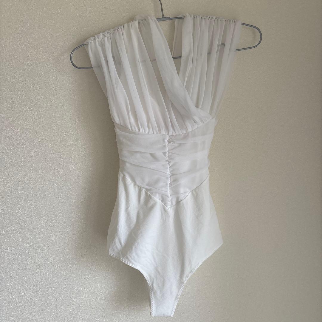 FETICO フェティコ シアーVネック ボディスーツ ホワイト