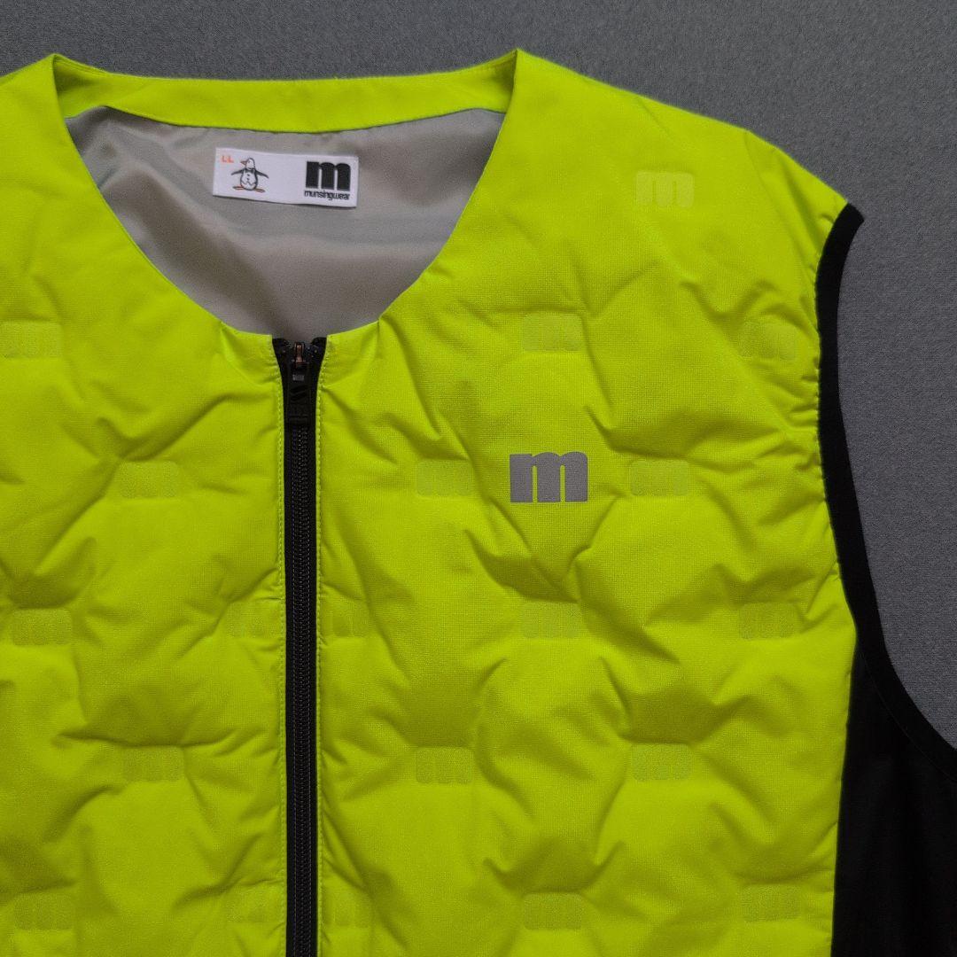 【美品】マンシングウェアゴルフ　フルジップノーカラーダウンベスト　LL