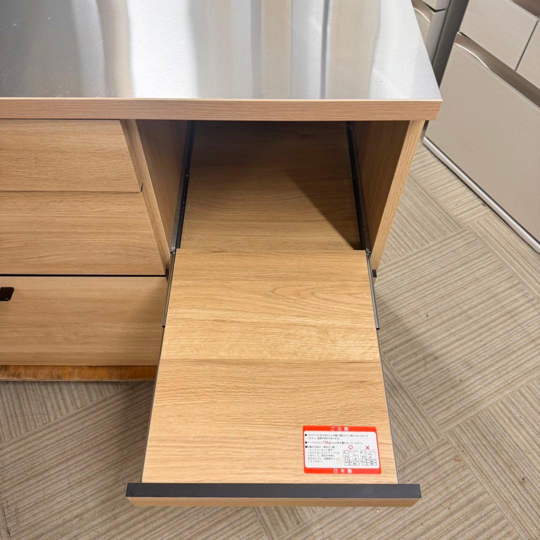 【超美品‼️】高級♪ 古賀家具 120cm幅キッチンカウンター 天板ステンレス