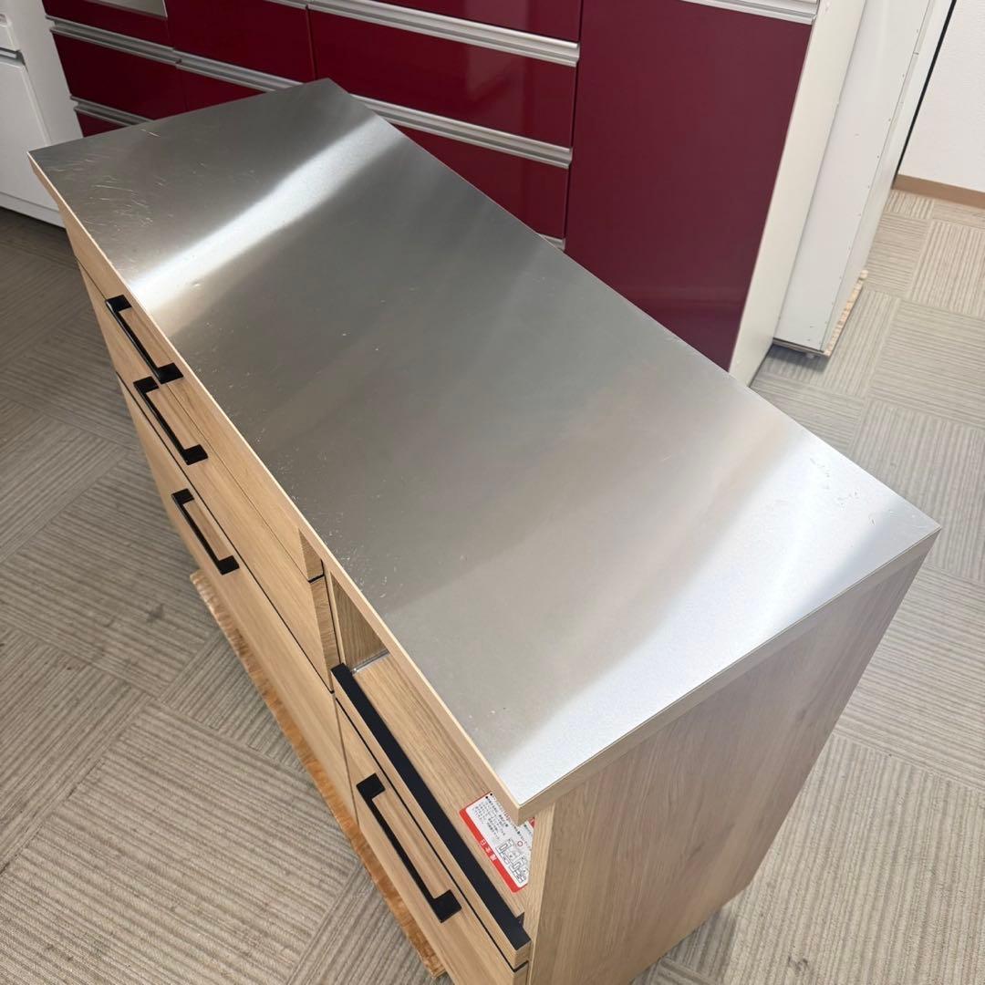 【超美品‼️】高級♪ 古賀家具 120cm幅キッチンカウンター 天板ステンレス