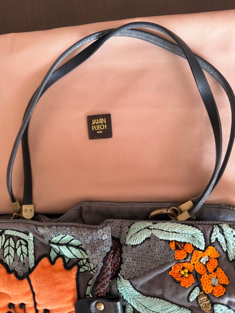 こ*る様 JAMIN PUECH ジャマンピエッシュ　花刺繍　トートバッグ　袋付