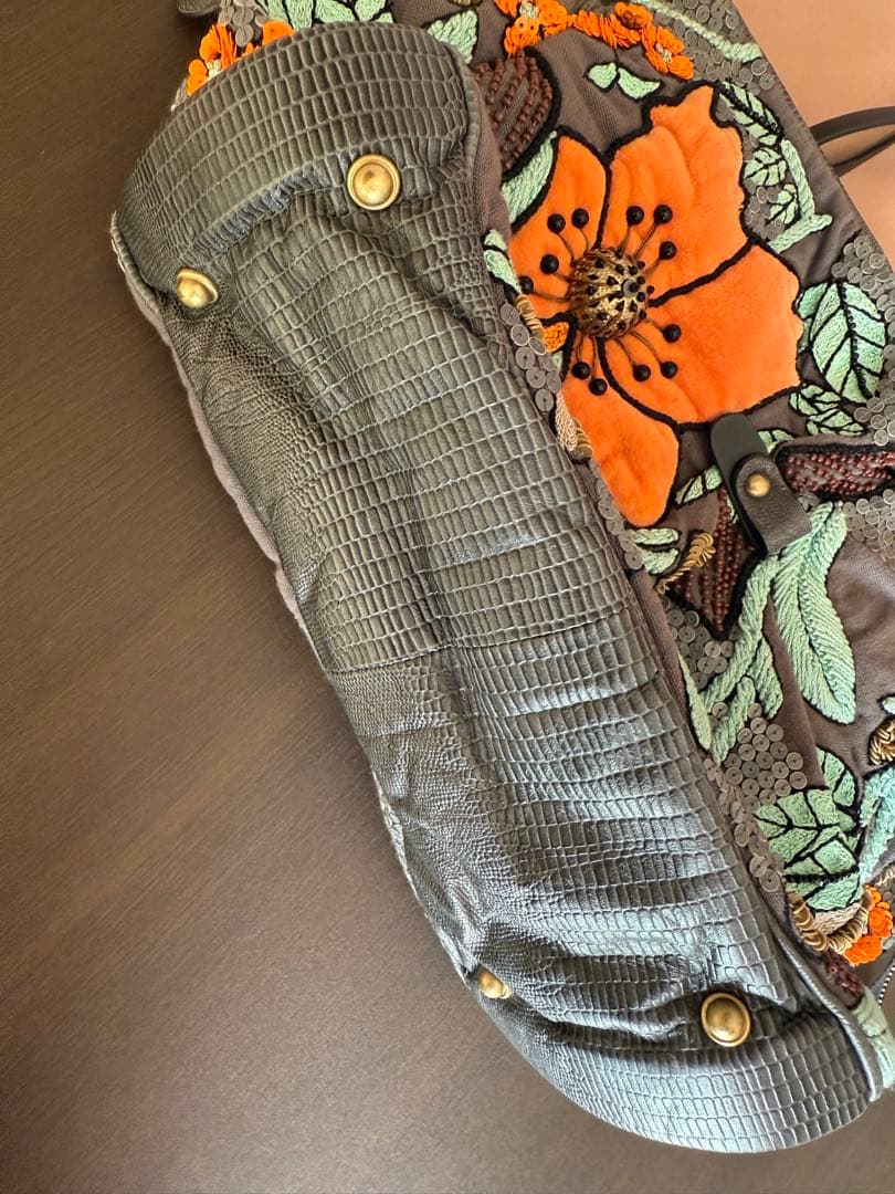 こ*る様 JAMIN PUECH ジャマンピエッシュ　花刺繍　トートバッグ　袋付