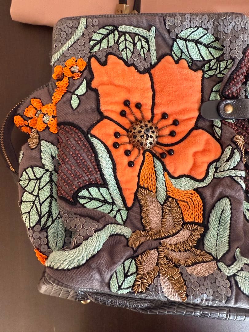 こ*る様 JAMIN PUECH ジャマンピエッシュ　花刺繍　トートバッグ　袋付