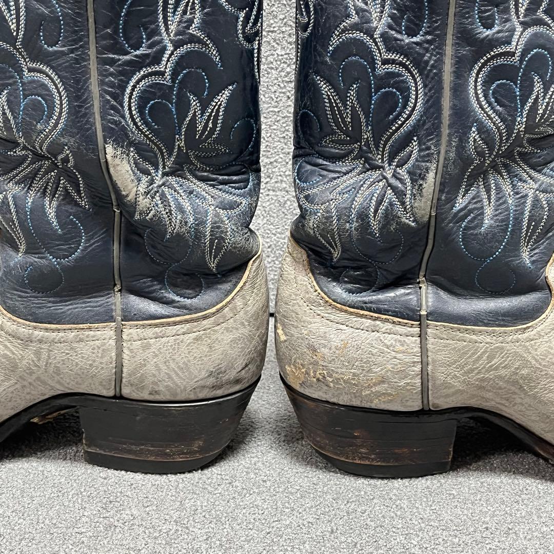 Justin USA風2トーン刺繍レザー アメカジヴィンテージ映え感