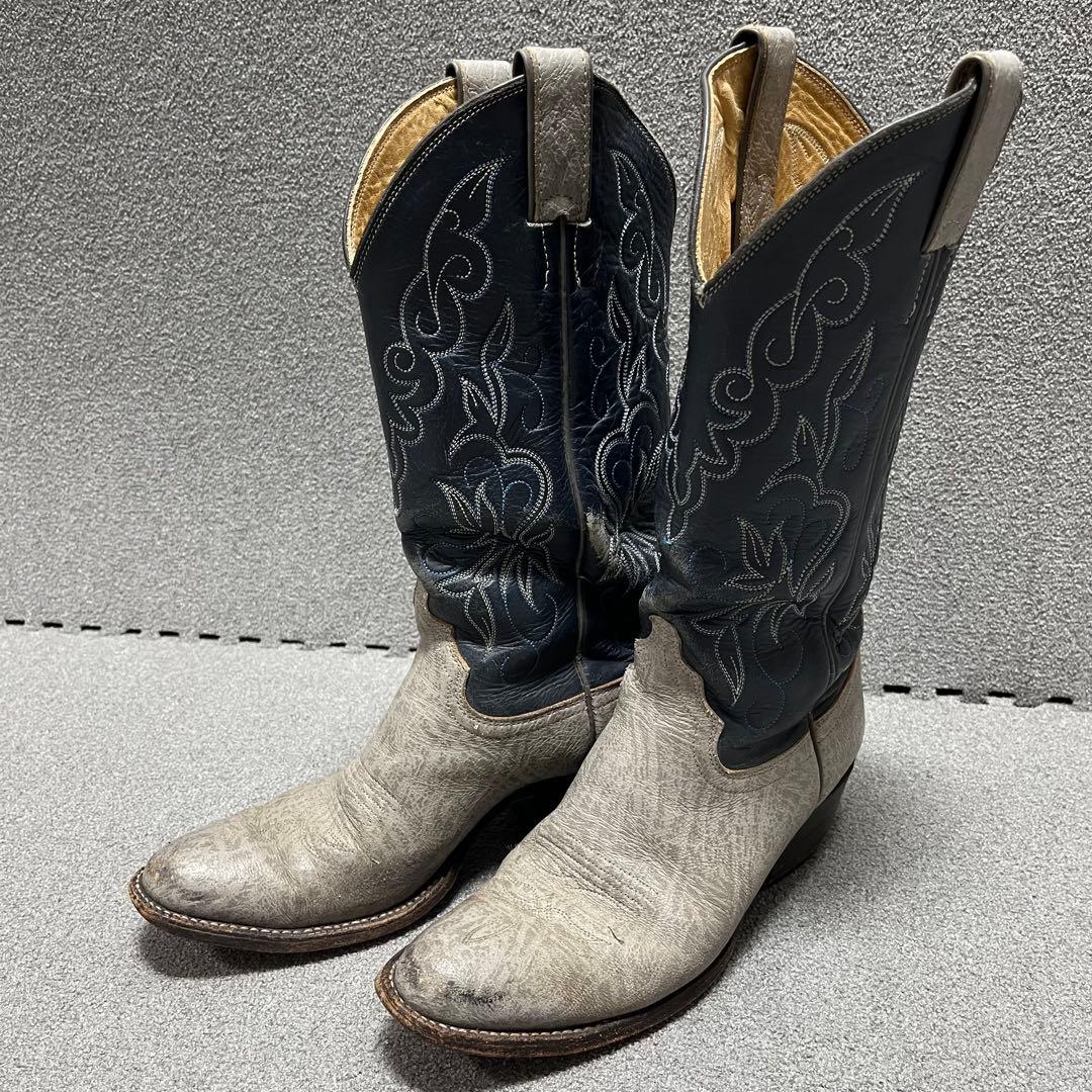 Justin USA風2トーン刺繍レザー アメカジヴィンテージ映え感