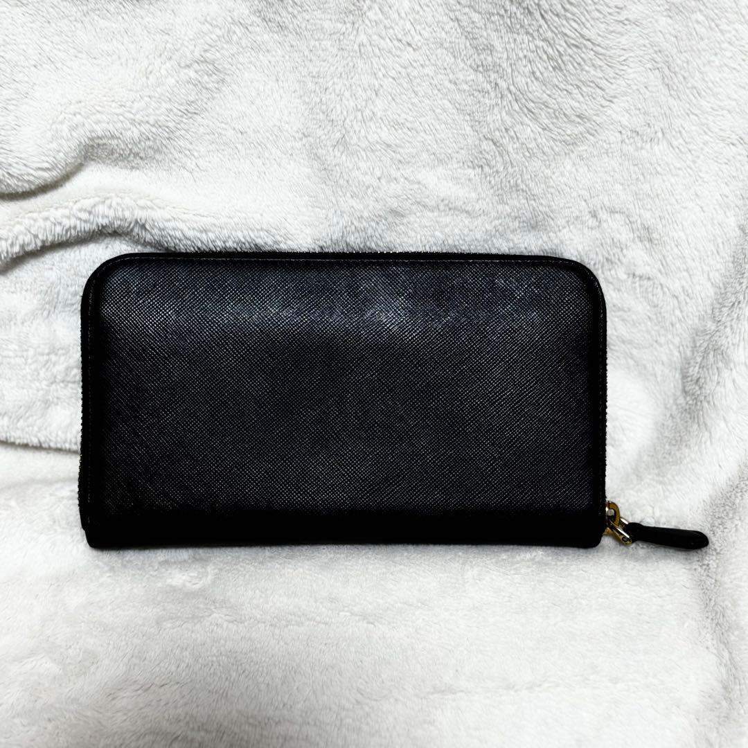 PRADA プラダ　長財布　サフィアーノ　ブラック　ゴールド金具