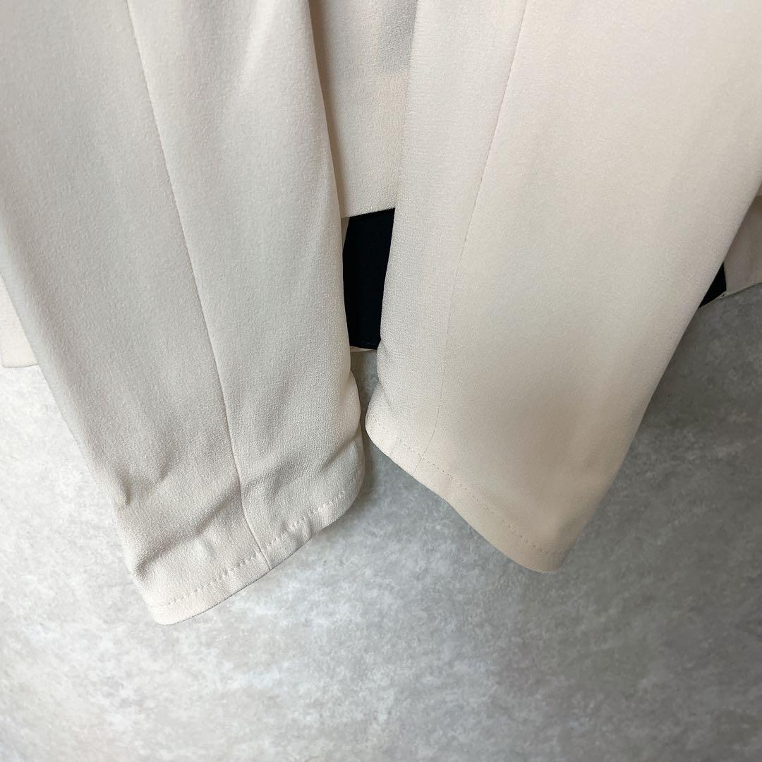 【美品】ベイジ セットアップノーカラー ジャケット CINDY シンディヌード