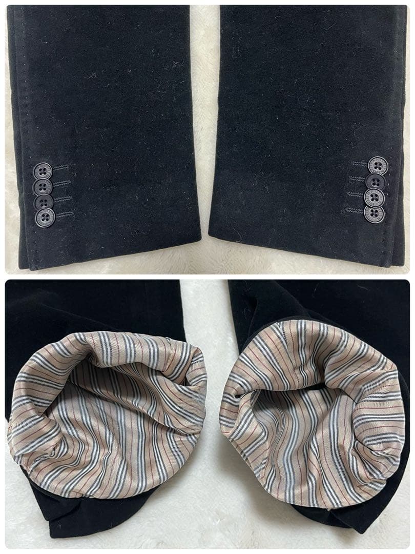 ちい✨バーバリーブラックレーベル　ベロア　テーラードジ　ノバチェック