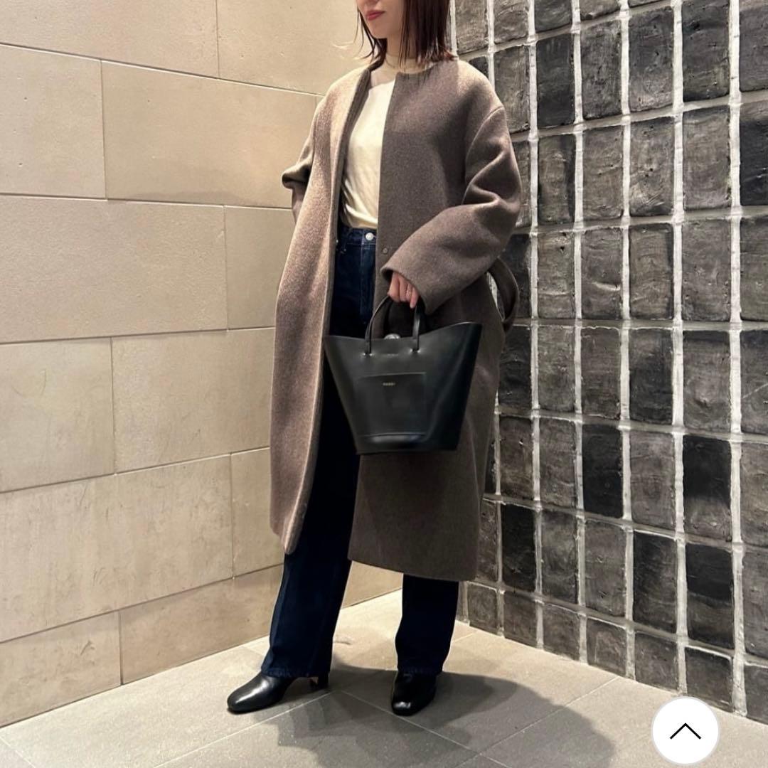 新品未使用☆ユナイテッドアローズ MANTECO ノーカラーベルトロングコート2