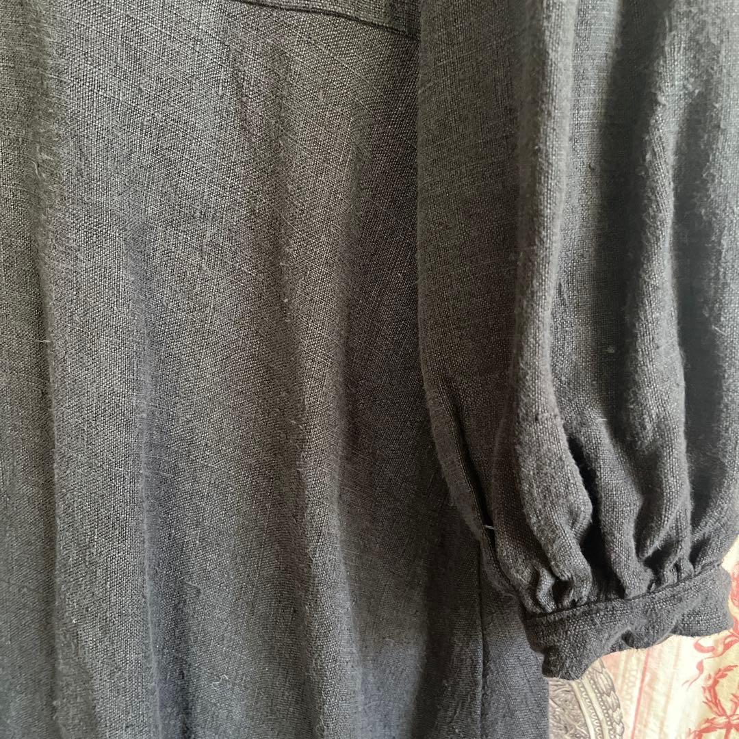 フランスアンティーク　刺繍入りリネンコットンロングワンピース　お値下げ‼️