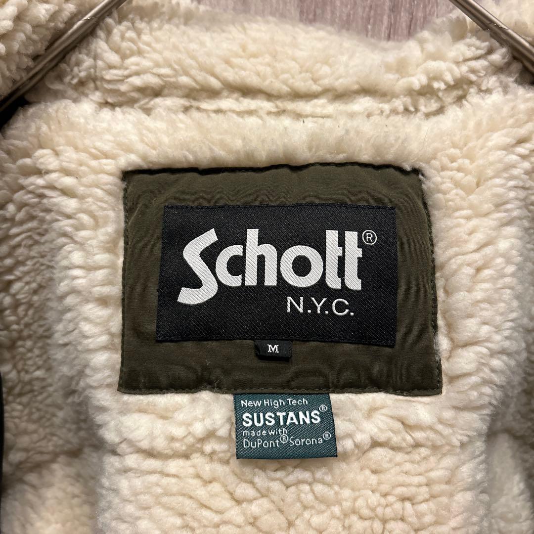 【美品】SCHOTT フライトボアジャケット レザーロゴジャケット 古着 M