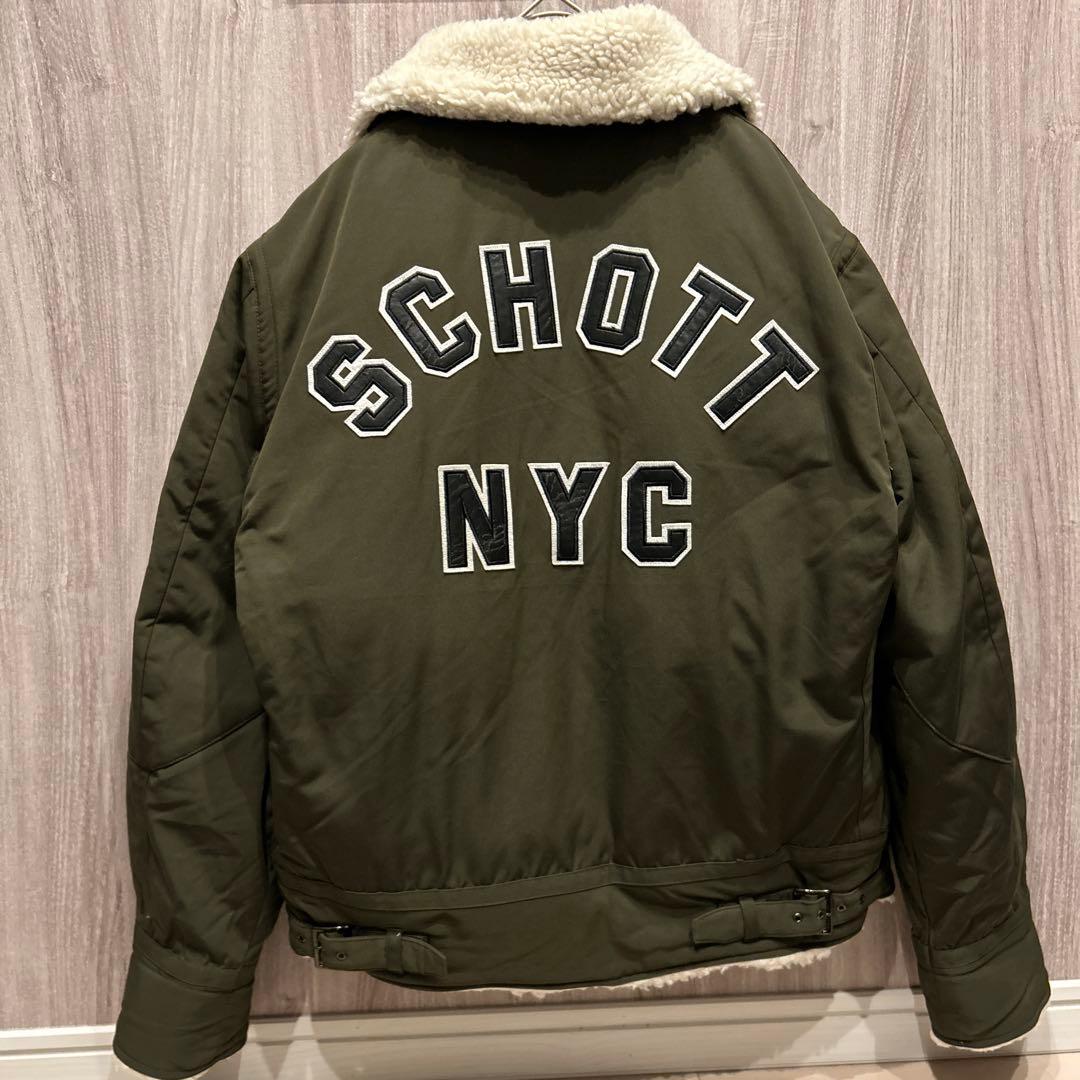 【美品】SCHOTT フライトボアジャケット レザーロゴジャケット 古着 M