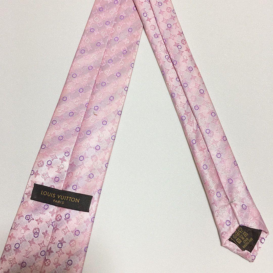 未使用級 ルイヴィトン Louis Vuitton ネクタイ ピンク モノグラム