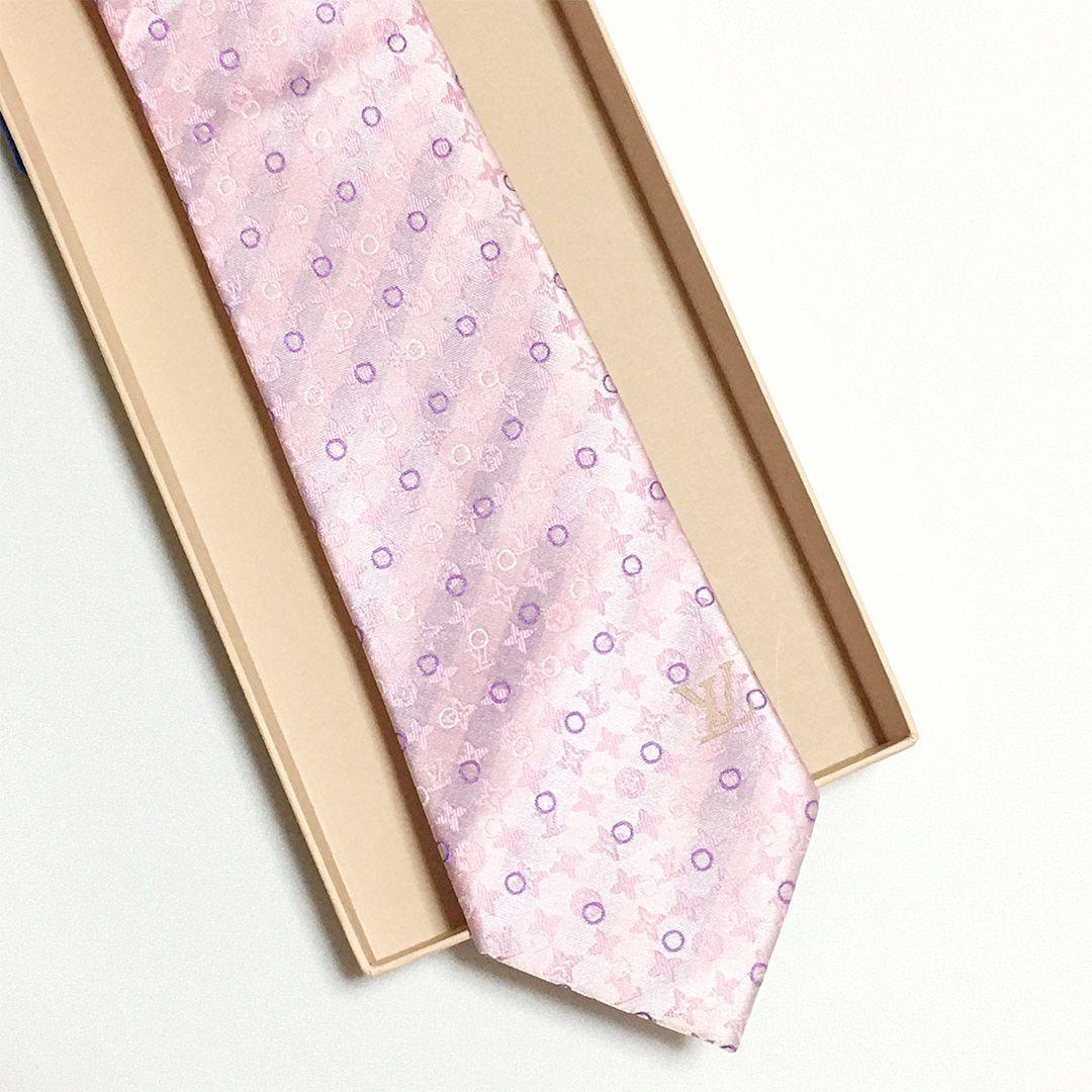 未使用級 ルイヴィトン Louis Vuitton ネクタイ ピンク モノグラム