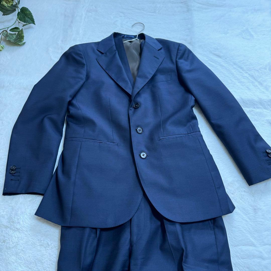 新品同様品　テーラーフクオカ　セットアップスーツ3ピーススーツ　メンズM ブルー